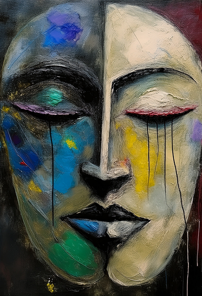 Shadows of Emotion – Abstract Face Canvas Wall Art