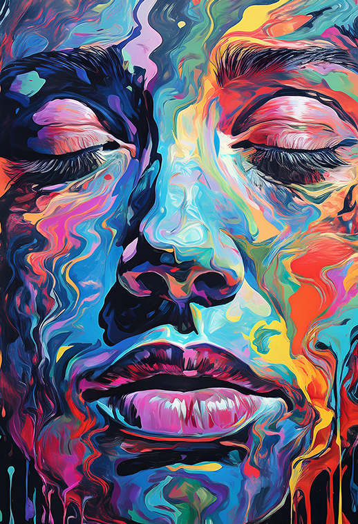 Silence in Colors Canvas Wall Art – Abstract Portrait of Serenity