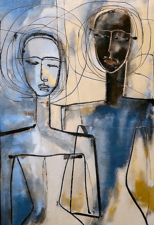Silent Figures – Abstract Minimalist Figurative Canvas