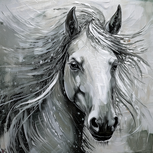 Silent Grace – Monochrome Equine Abstraction