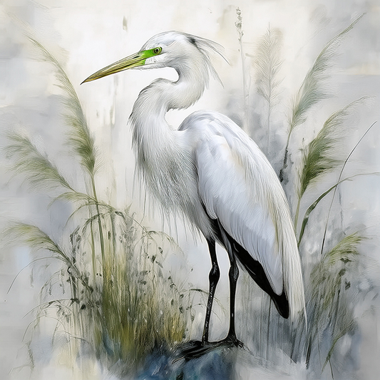 Silent Heron – Elegant Wildlife Art on Canvas
