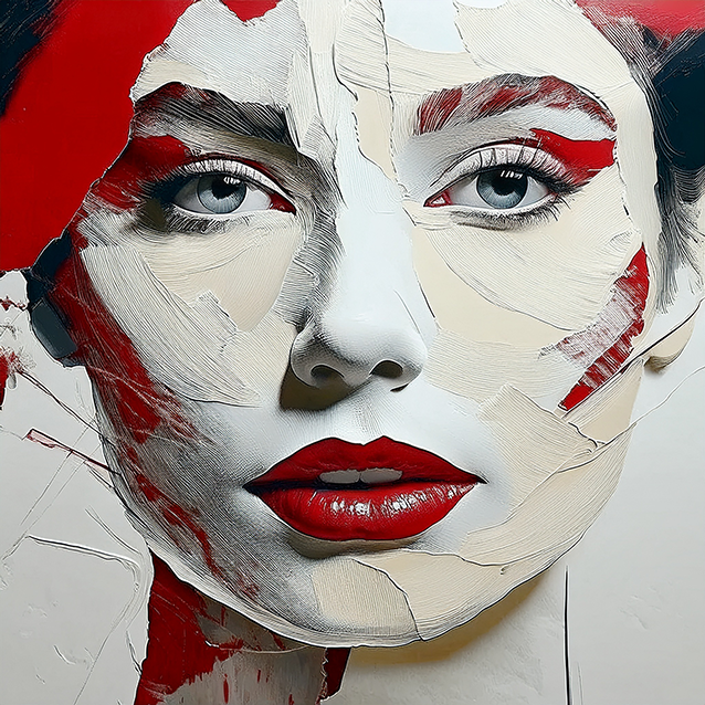 Silent Lips Minimal Abstract Portrait Canvas Wall Art