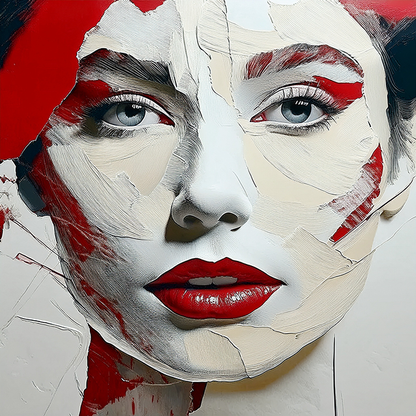 Silent Lips Minimal Abstract Portrait Canvas Wall Art