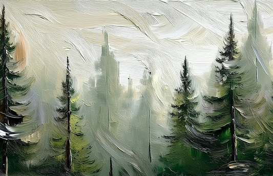 Silent Pines Canvas Wall Art – Textured Forest Landscape Painting