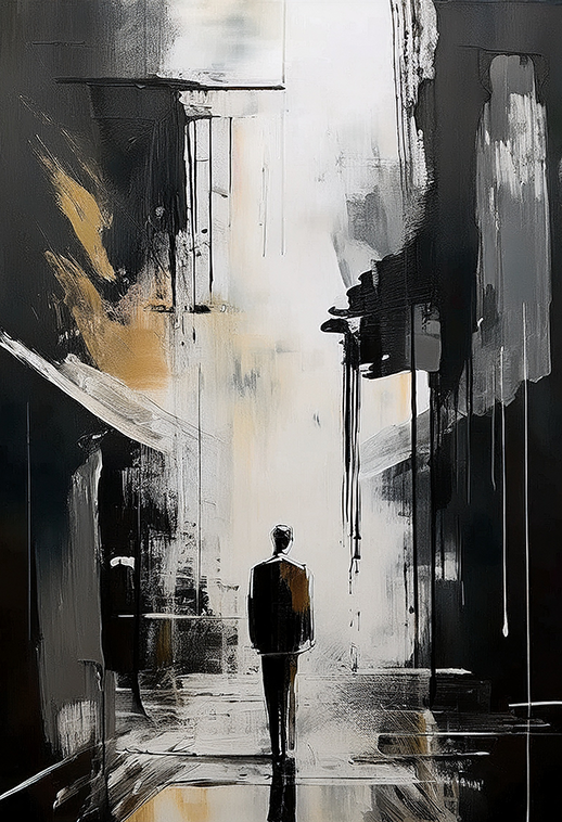 Silent Profile Canvas Wall Art – Abstract Monochrome Silhouette