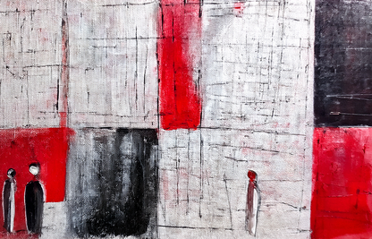 Structured Identity – Abstract Grid with Minimalist Human Forms