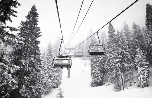 Silent Winter Ride – Snowy Mountain Forest Ski Lift Canvas Wall Art