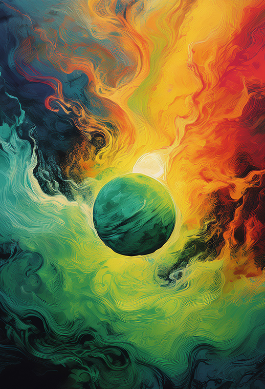Solar Awakening Cosmic Abstract Canvas Wall Art