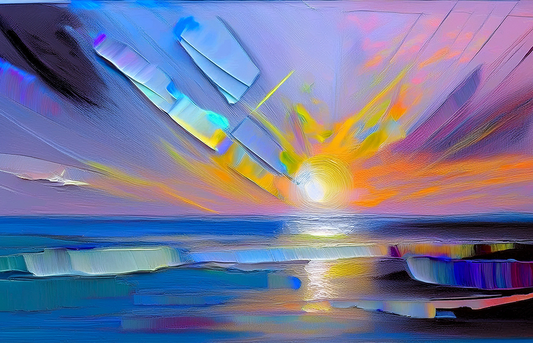 Spectrum of the Sea Canvas Wall Art – Abstract Ocean Sunset Painting