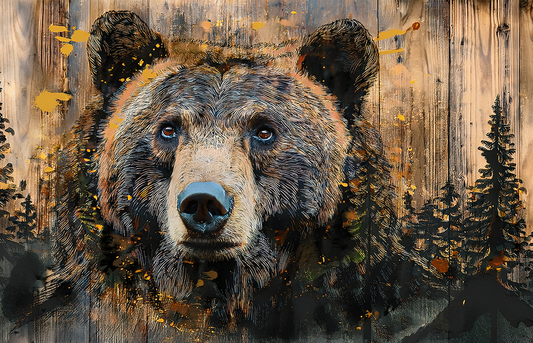 Spirit of the Bear – Abstract Wildlife Canvas Wall Art
