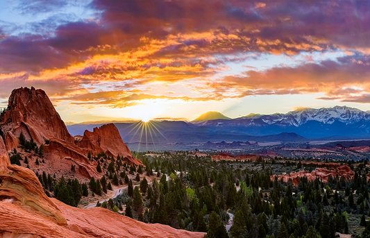 Sunrise Over Red Rocks Canvas Wall Art – Desert Canyon & Mountain Sunset Landscape