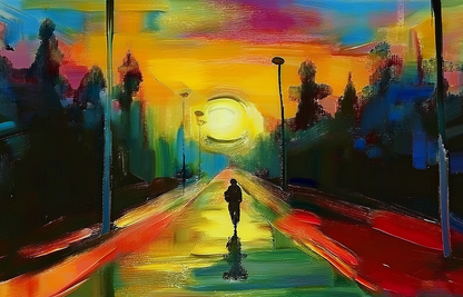 Sunset Path – Abstract Forest Landscape Canvas Wall Art