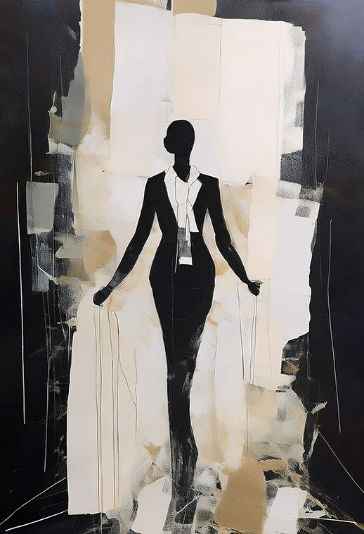 Symmetry of Souls Canvas Wall Art – Abstract Monochrome Figure