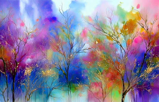 Symphony of Colors – Abstract Botanical Tree Canvas Wall Art