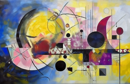 Symphony of Shapes – Abstract Geometric Expression in Yellow, Blue, and Red Canvas Wall Art