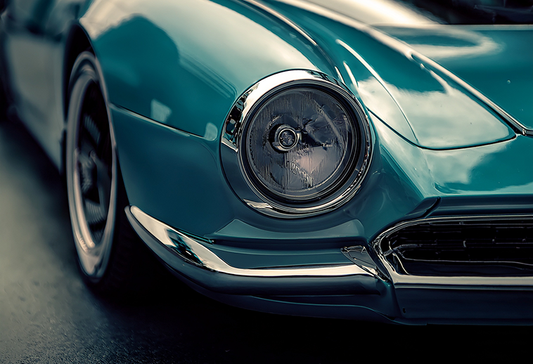 Classic Car Canvas Wall Art – Teal Vintage Automotive Close-Up