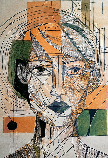 Geometric Portrait Abstract Canvas Wall Art