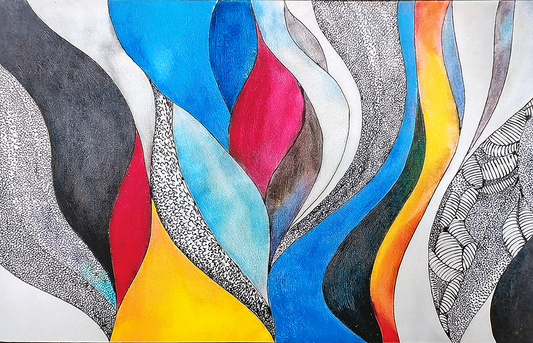 Threads of Existence – Abstract Flowing Lines Canvas Wall Art