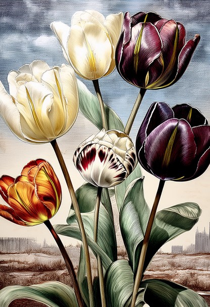 Timeless Tulips Canvas Wall Art – Vintage Botanical Floral Painting  Description