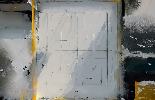 Traces of Silence – Minimal Abstract Canvas Wall Art in Grey, Black, and Yellow Accents