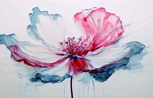 Abstract Floral Canvas Wall Art – Timeless Bloom in Red and Blue