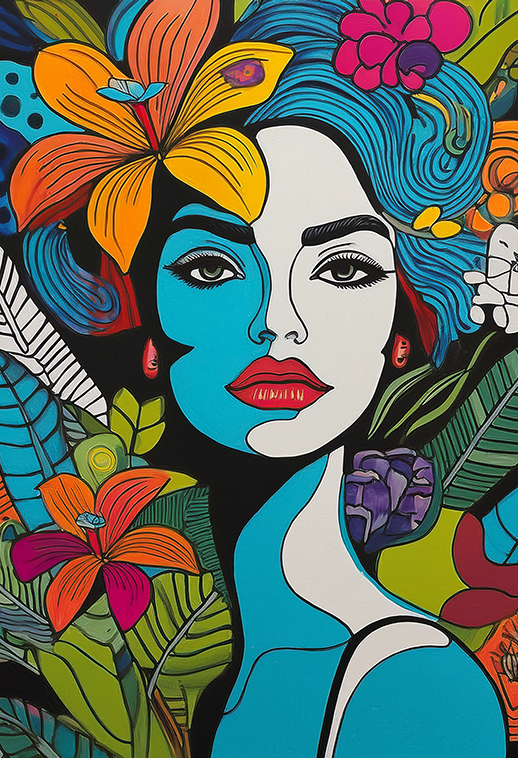 Tropical Dream – Vibrant Abstract Woman Canvas Wall Art
