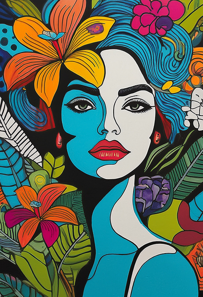 Tropical Dream – Vibrant Abstract Woman Canvas Wall Art