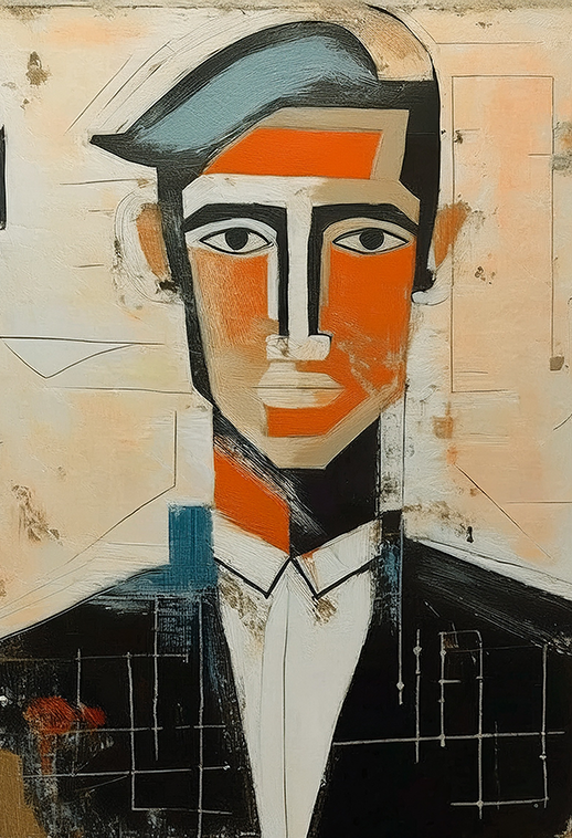 Urban Echoes – Geometric Abstract Portrait Canvas Wall Art