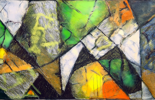 Verdant Echoes – Geometric Abstract Canvas Wall Art