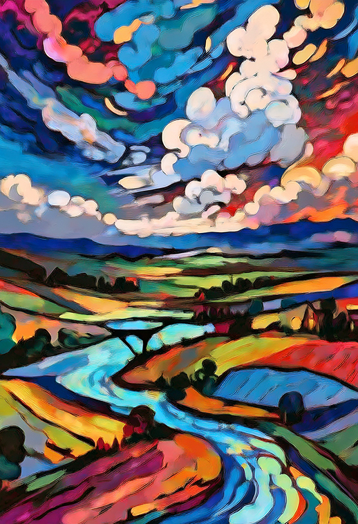 Vibrant Horizon – Colorful Landscape Canvas Wall Art