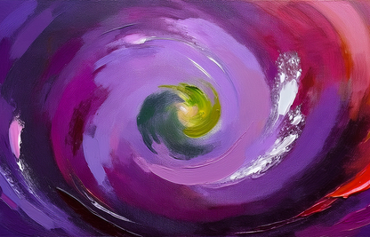 Abstract Swirl Canvas Wall Art – Violet Vortex with Green Core