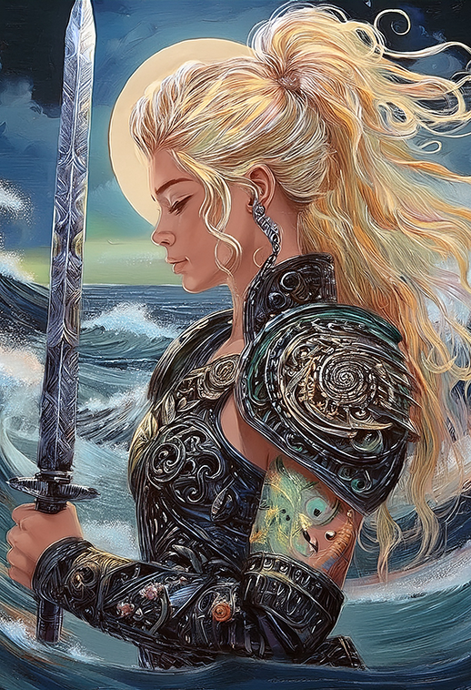 Warrior of the Abyss Canvas Wall Art – Guardian of the Sword