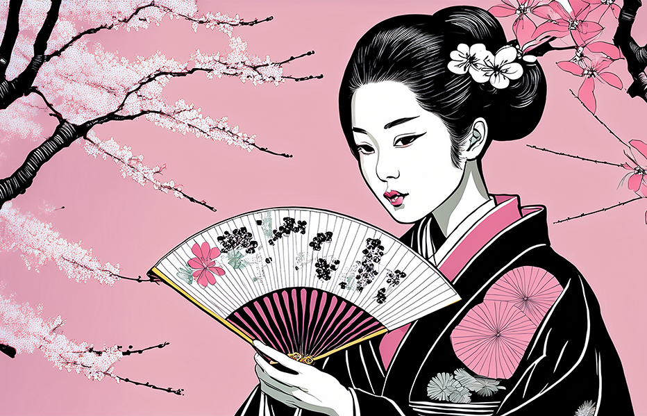Whispers Behind the Fan – Japanese Geisha Art Canvas Wall Decor