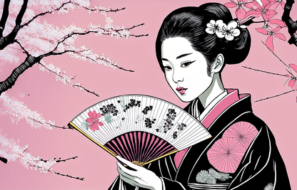 Whispers Behind the Fan – Japanese Geisha Art Canvas Wall Decor
