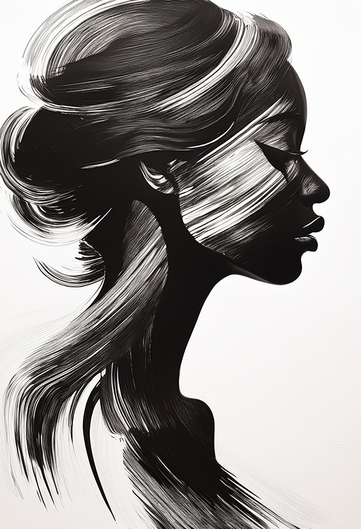 Whispers in Ink Elegant Portrait Canvas Wall Art