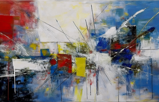 Color Burst Grid – Abstract Geometric Explosion with Radiating Energy