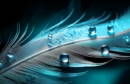 Whispers of Light – Feather with Water Droplets Canvas Wall Art