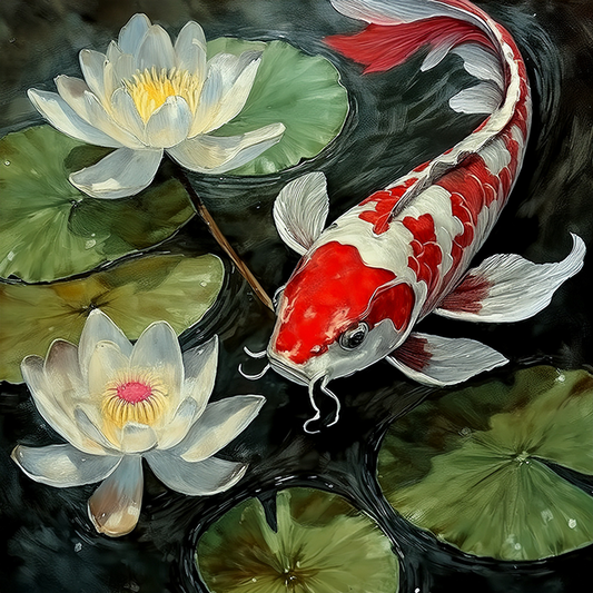 Whispers of Water – Serene Koi Pond Abstraction