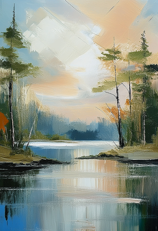 Whispers of the Lake Canvas Wall Art – Serene Landscape Painting