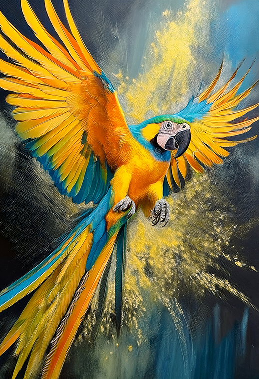 Wings of Fire – Vibrant Macaw Parrot Canvas Wall Art