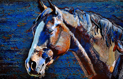 Majestic Horse Canvas Wall Art – Elegant Equine in Blue Tones