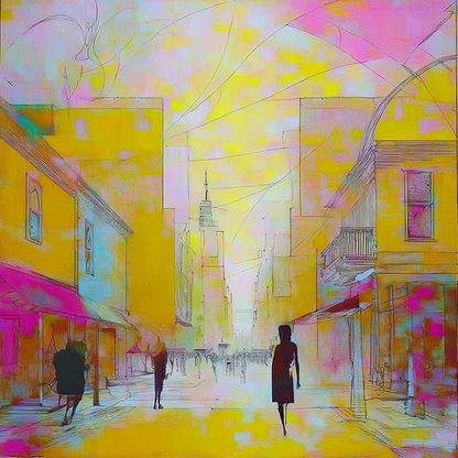 Yellow Nude – Abstract Cityscape Canvas Wall Art