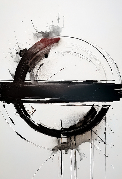 Zen Circle Balance – Minimalist Abstract Black & White Canvas Wall Art