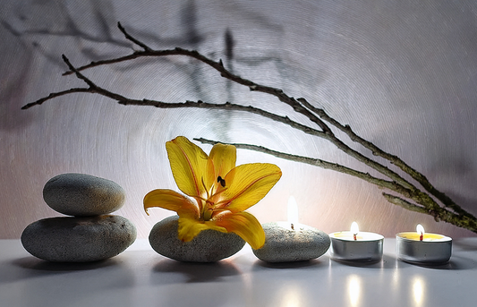 Zen Harmony – Candle & Stone Meditation Canvas
