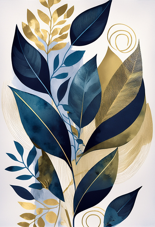 Abstract Golden Leaf Canvas Wall Art