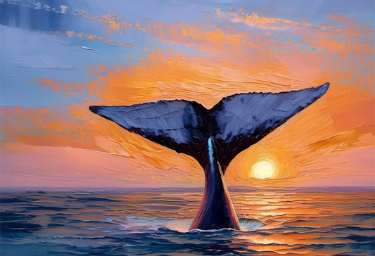 Whale at Sunset II – Freedom of the Ocean Canvas Wall Art
